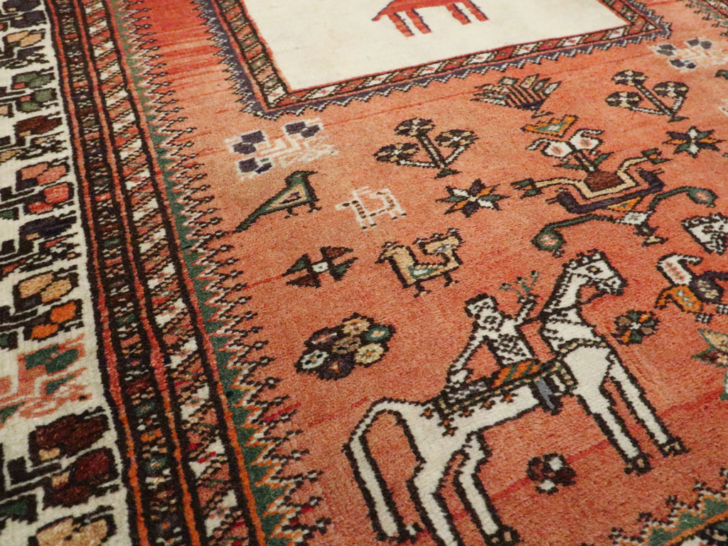 Vintage Persian Shiraz Pictorial Rug, No.25087 - Gss