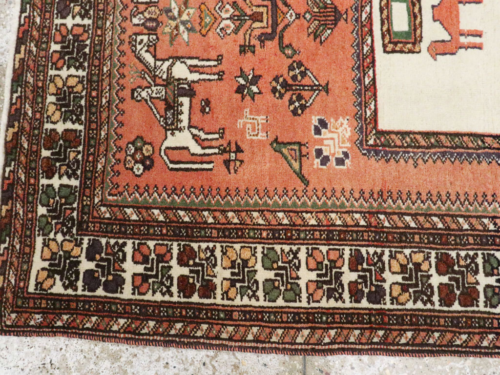 Vintage Persian Shiraz Pictorial Rug, No.25087 - Gss