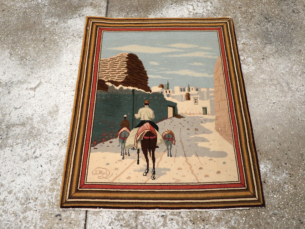 Vintage Persian Tabriz Pictorial Rug, No.25089 - Gss