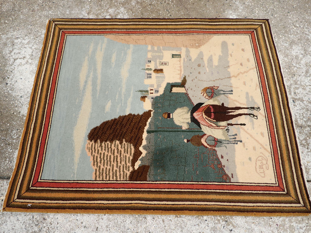 Vintage Persian Tabriz Pictorial Rug, No.25089 - Gss