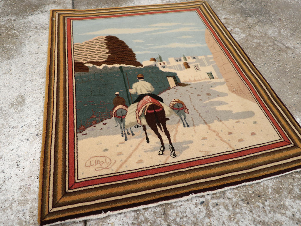 Vintage Persian Tabriz Pictorial Rug, No.25089 - Gss