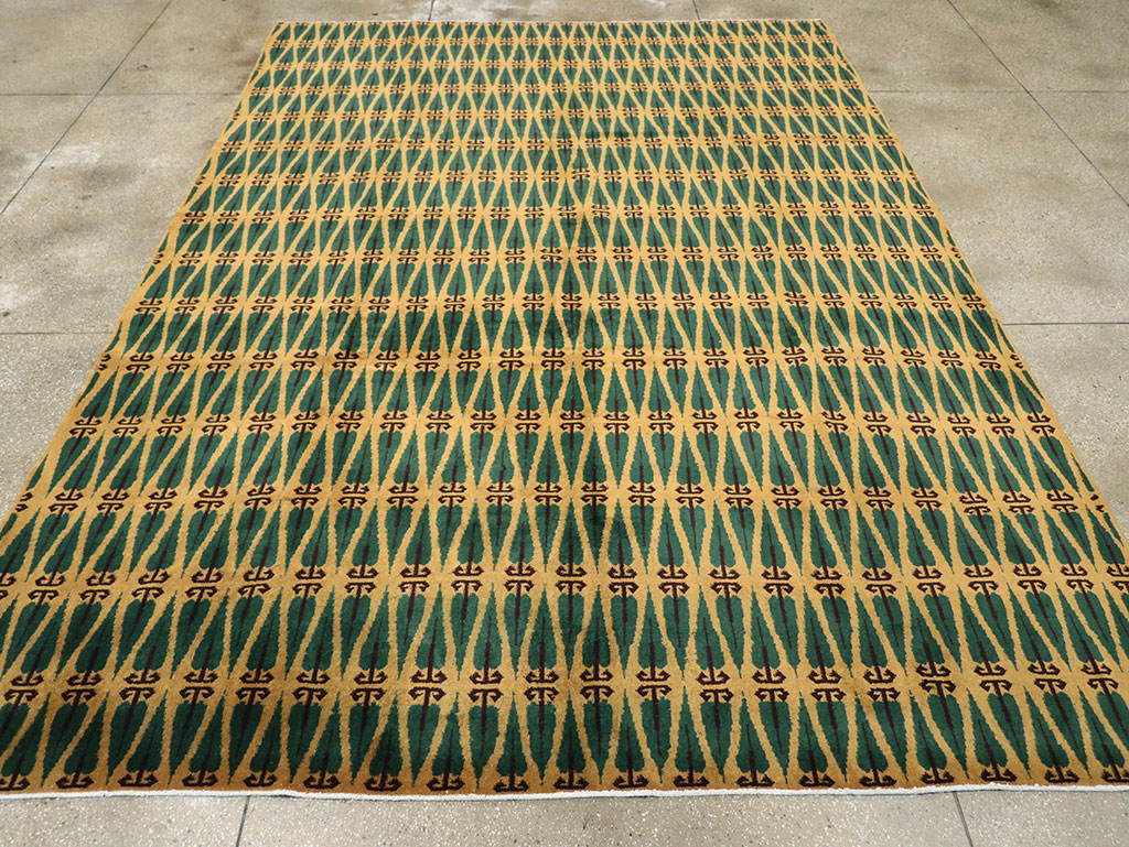 Vintage Turkish Anatolian Art Deco Carpet, No.25111 - Gss