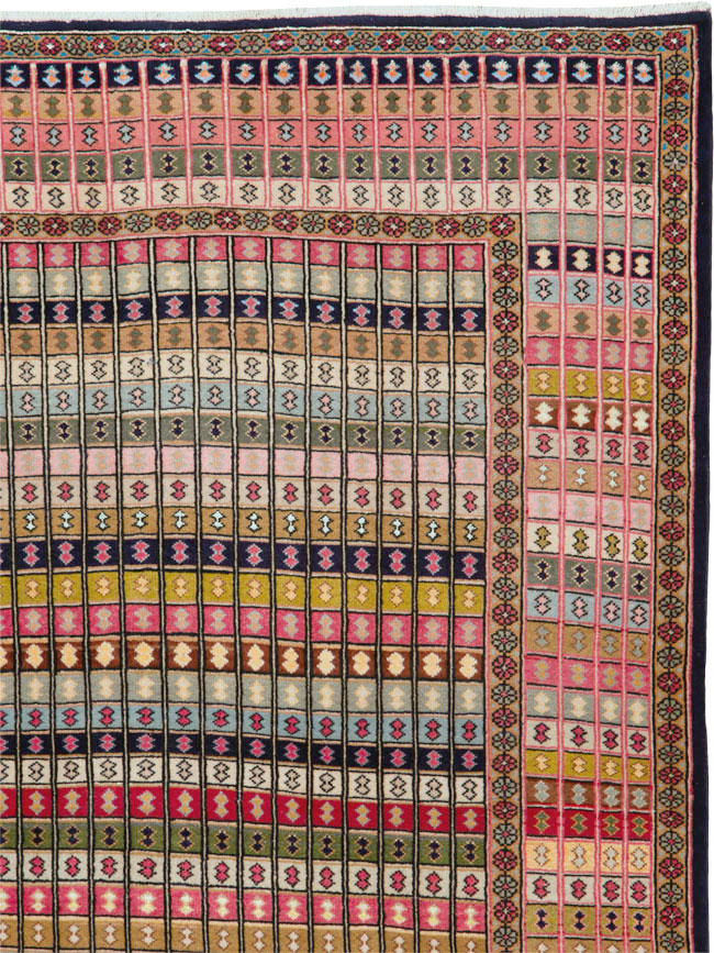 Vintage Persian Kashan Art Deco Rug, No.25113 - Gss