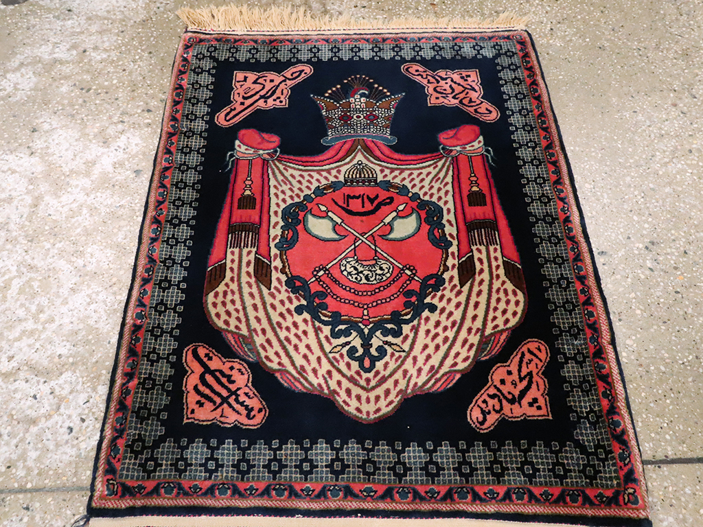 Vintage Persian Kashan Pictorial Rug, No.25116 - Gss