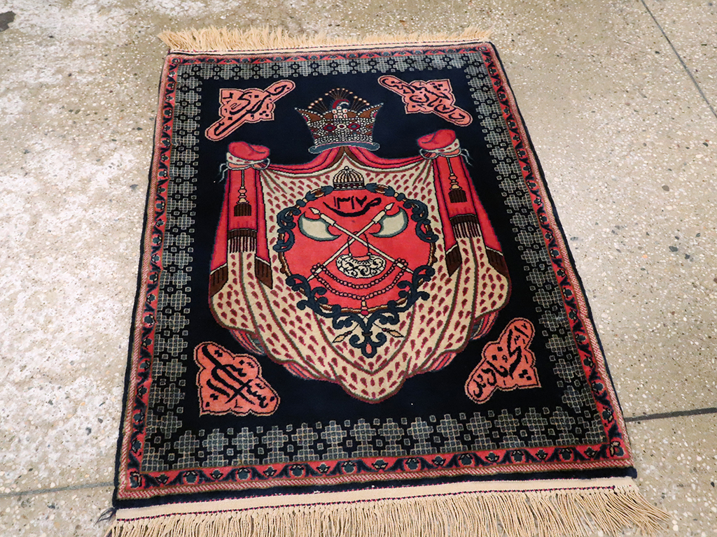 Vintage Persian Kashan Pictorial Rug, No.25116 - Gss