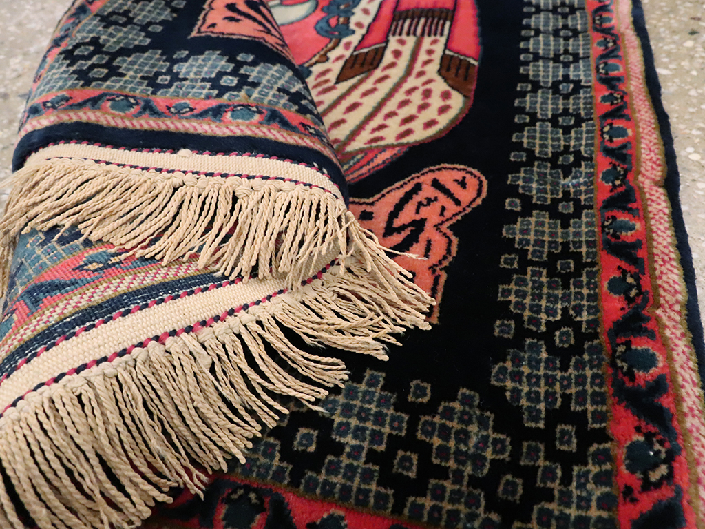 Vintage Persian Kashan Pictorial Rug, No.25116 - Gss