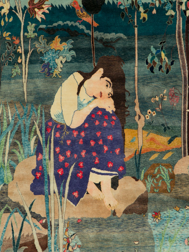 Vintage Persian Tabriz Pictorial Rug, No.25153 - Gss