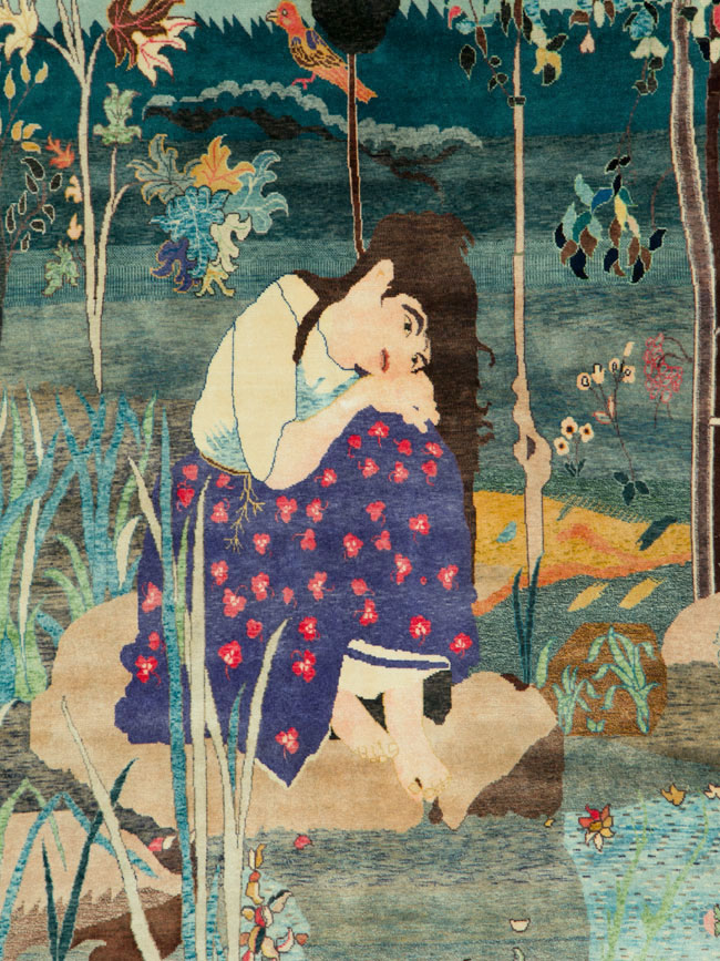 Vintage Persian Tabriz Pictorial Rug, No.25153 - Gss