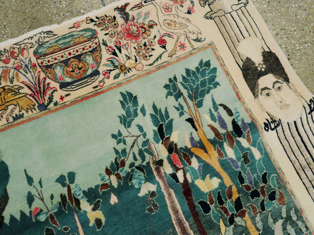 Vintage Persian Tabriz Pictorial Rug, No.25153 - Gss
