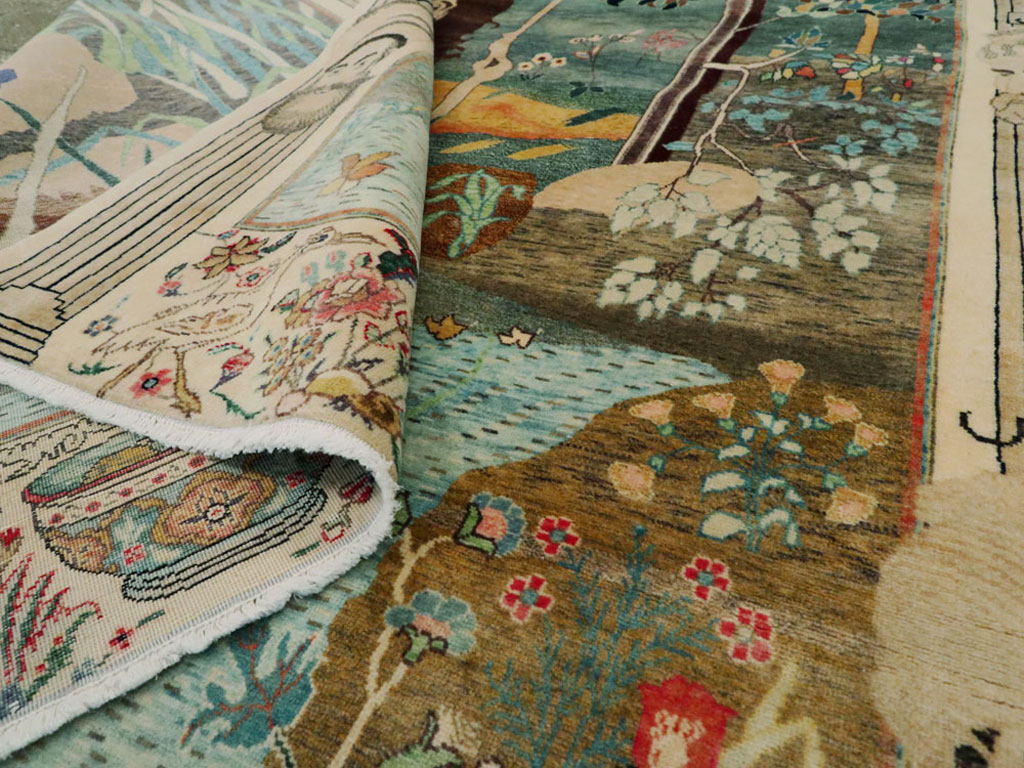 Vintage Persian Tabriz Pictorial Rug, No.25153 - Gss
