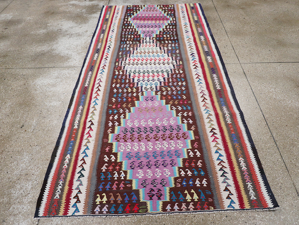 Vintage Persian Flatweave Kilim Gallery Rug, No.25155 - Gss
