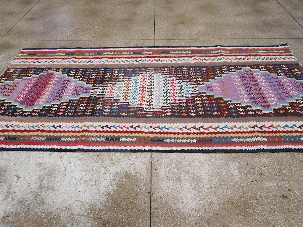 Vintage Persian Flatweave Kilim Gallery Rug, No.25155 - Gss