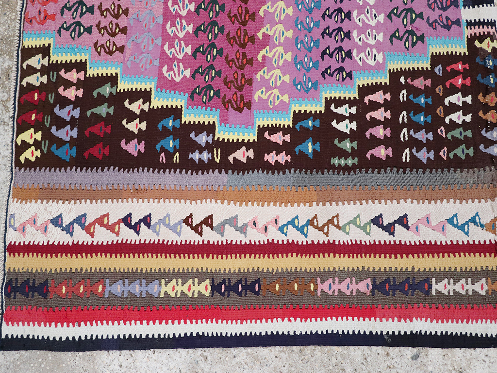 Vintage Persian Flatweave Kilim Gallery Rug, No.25155 - Gss