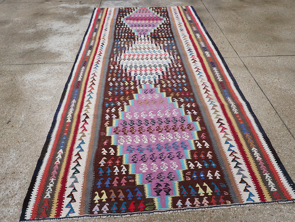 Vintage Persian Flatweave Kilim Gallery Rug, No.25155 - Gss