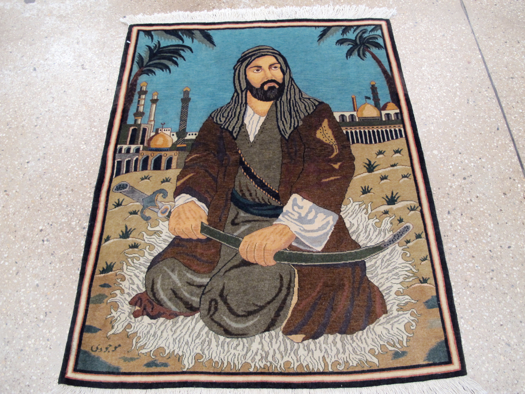 Vintage Persian Tabriz Pictorial Rug, No.25179 - Gss