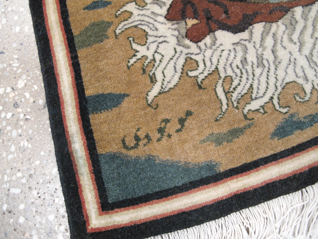 Vintage Persian Tabriz Pictorial Rug, No.25179 - Gss