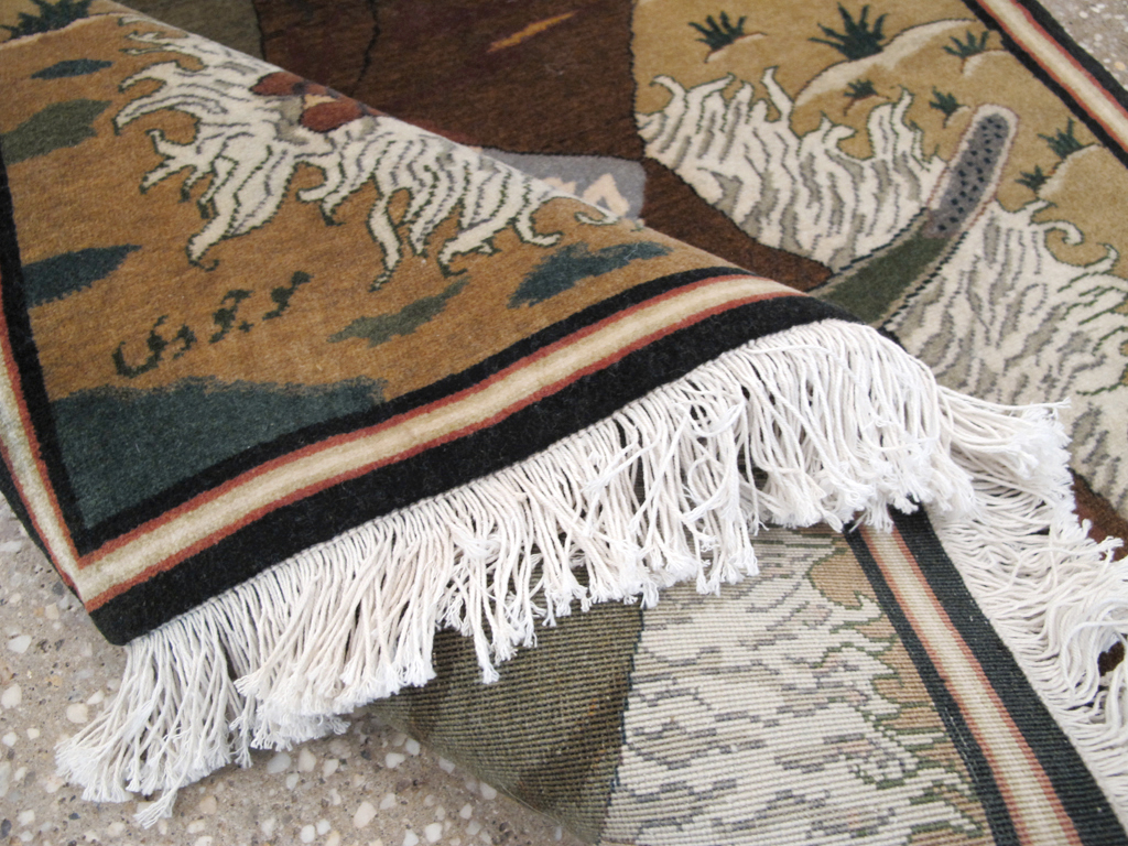 Vintage Persian Tabriz Pictorial Rug, No.25179 - Gss