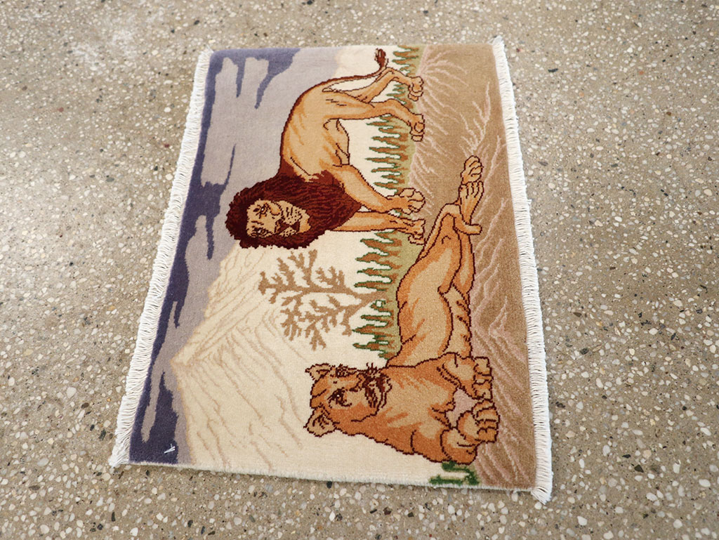 Vintage Persian Tabriz Pictorial Rug (Pair: 2 of 2), No.25197 - Gss