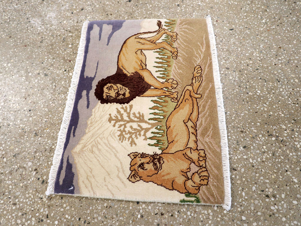 Vintage Persian Tabriz Pictorial Rug (Pair: 2 of 2), No.25197 - Gss