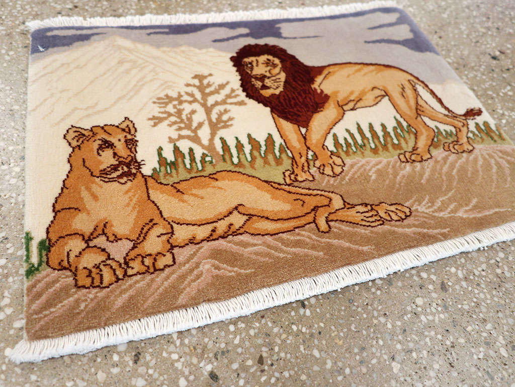 Vintage Persian Tabriz Pictorial Rug (Pair: 2 of 2), No.25197 - Gss