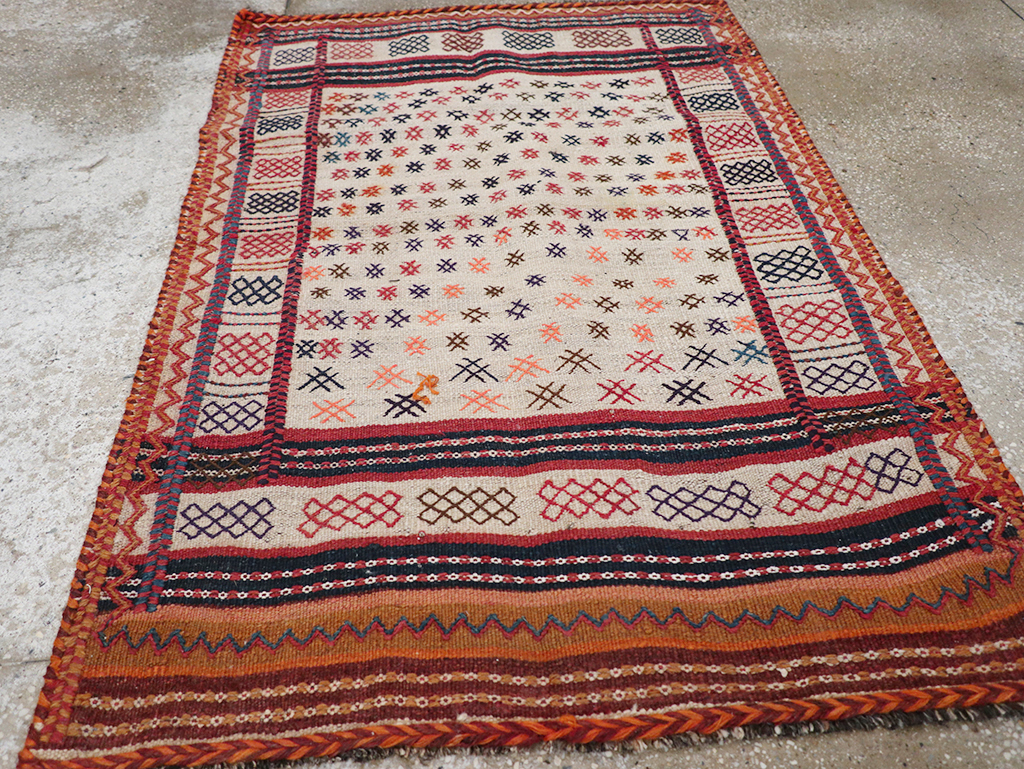 Vintage Persian Flatweave Kilim Throw Rug, No.25199 - Gss