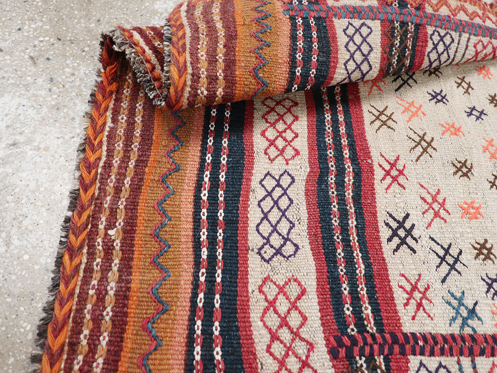 Vintage Persian Flatweave Kilim Throw Rug, No.25199 - Gss