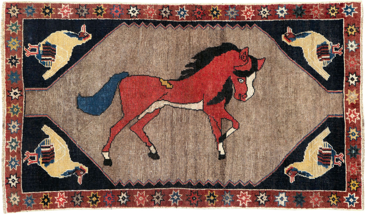 Vintage Persian Shiraz Pictorial Rug, No.25214 - Gss