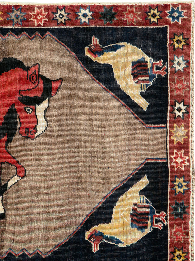 Vintage Persian Shiraz Pictorial Rug, No.25214 - Gss