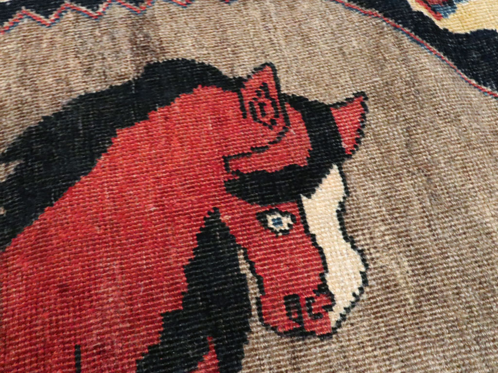 Vintage Persian Shiraz Pictorial Rug, No.25214 - Gss