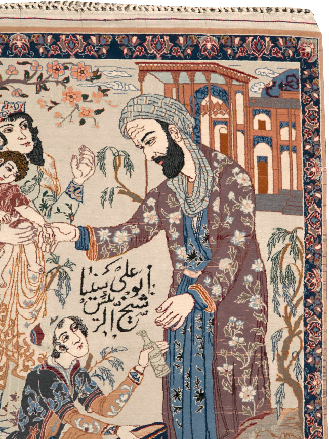 Vintage Persian Isfahan Pictorial Rug, No.25216 - Gss