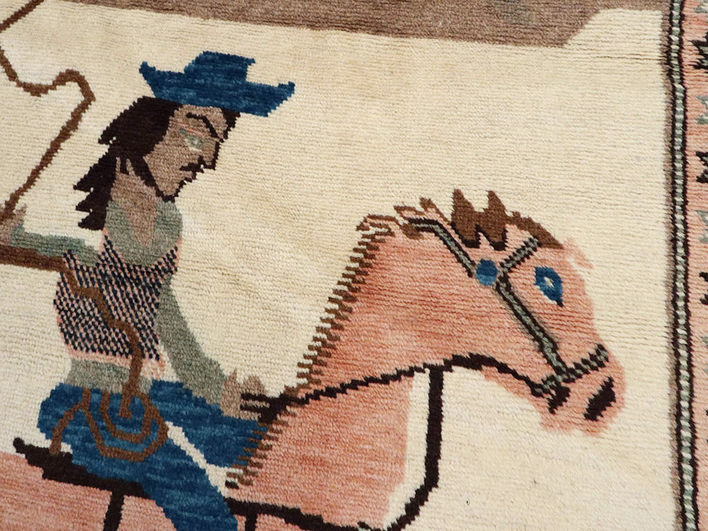 Vintage Persian Kurdish Pictorial Rug, No.25219 - Gss