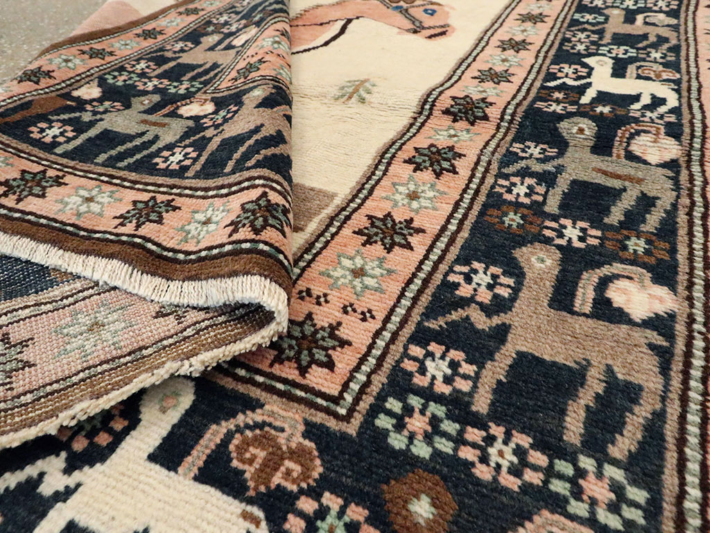 Vintage Persian Kurdish Pictorial Rug, No.25219 - Gss