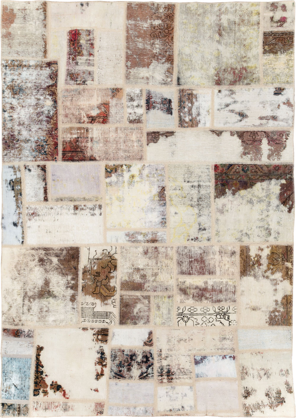 Distressed Vintage Persian Patchwork Accent Rug, No.25237 - Gss