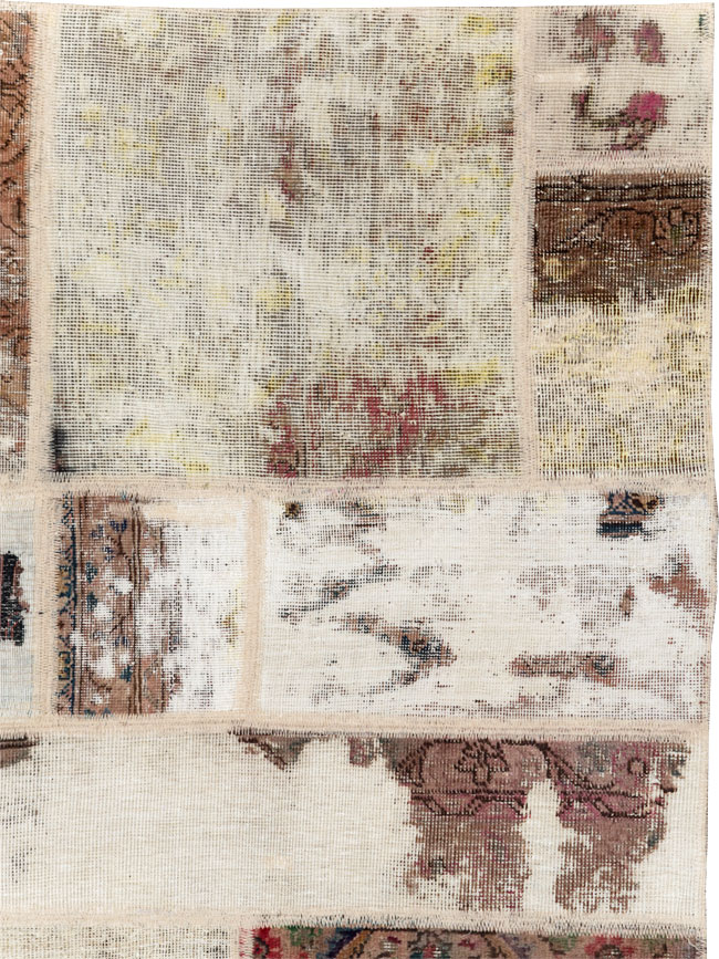 Distressed Vintage Persian Patchwork Accent Rug, No.25237 - Gss