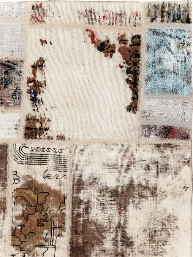Distressed Vintage Persian Patchwork Accent Rug, No.25237 - Gss