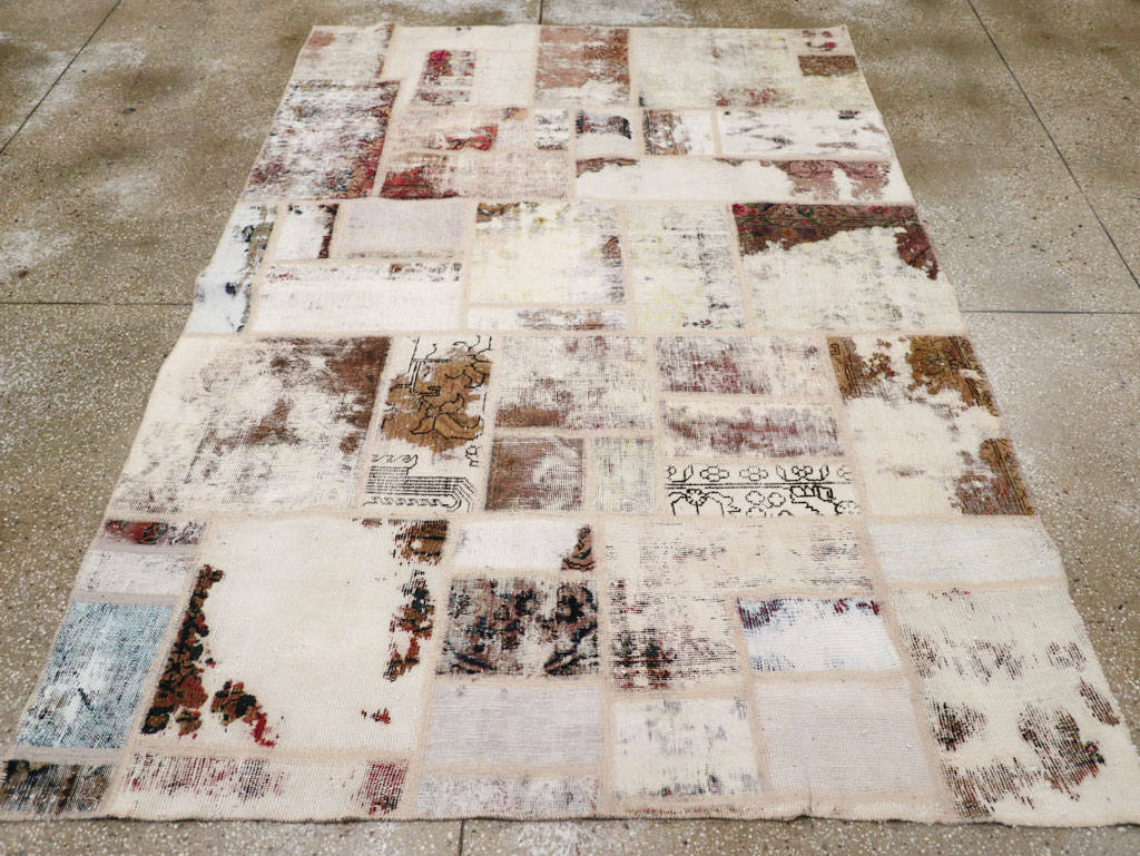 Distressed Vintage Persian Patchwork Accent Rug, No.25237 - Gss