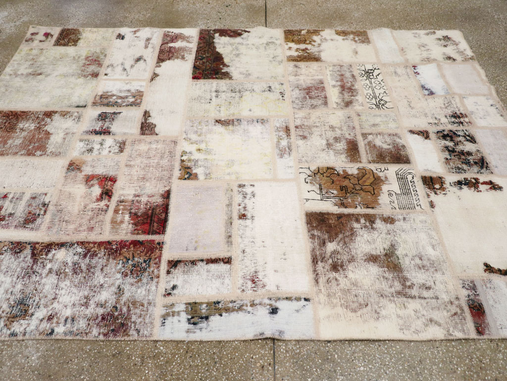 Distressed Vintage Persian Patchwork Accent Rug, No.25237 - Gss