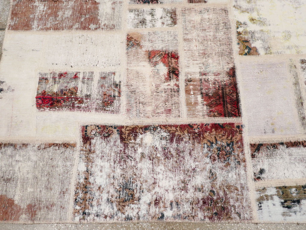 Distressed Vintage Persian Patchwork Accent Rug, No.25237 - Gss