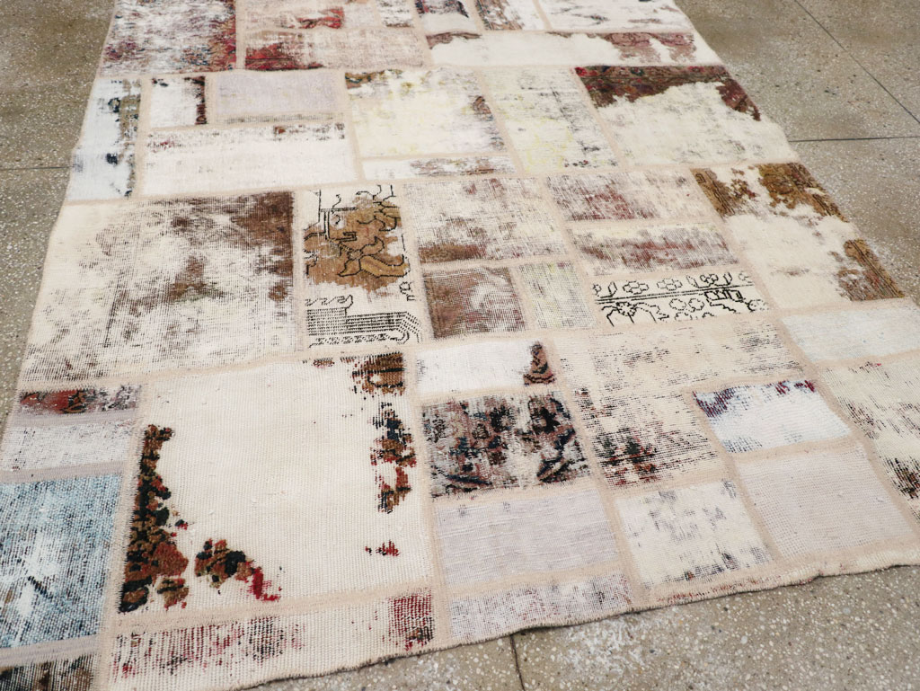 Distressed Vintage Persian Patchwork Accent Rug, No.25237 - Gss