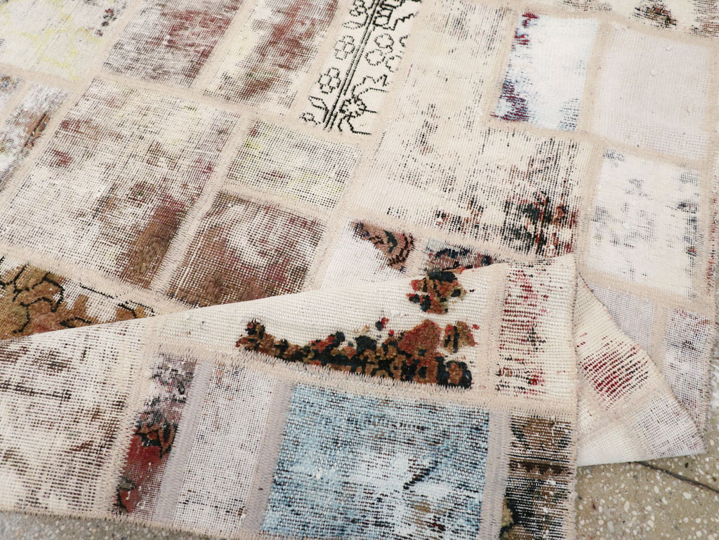Distressed Vintage Persian Patchwork Accent Rug, No.25237 - Gss