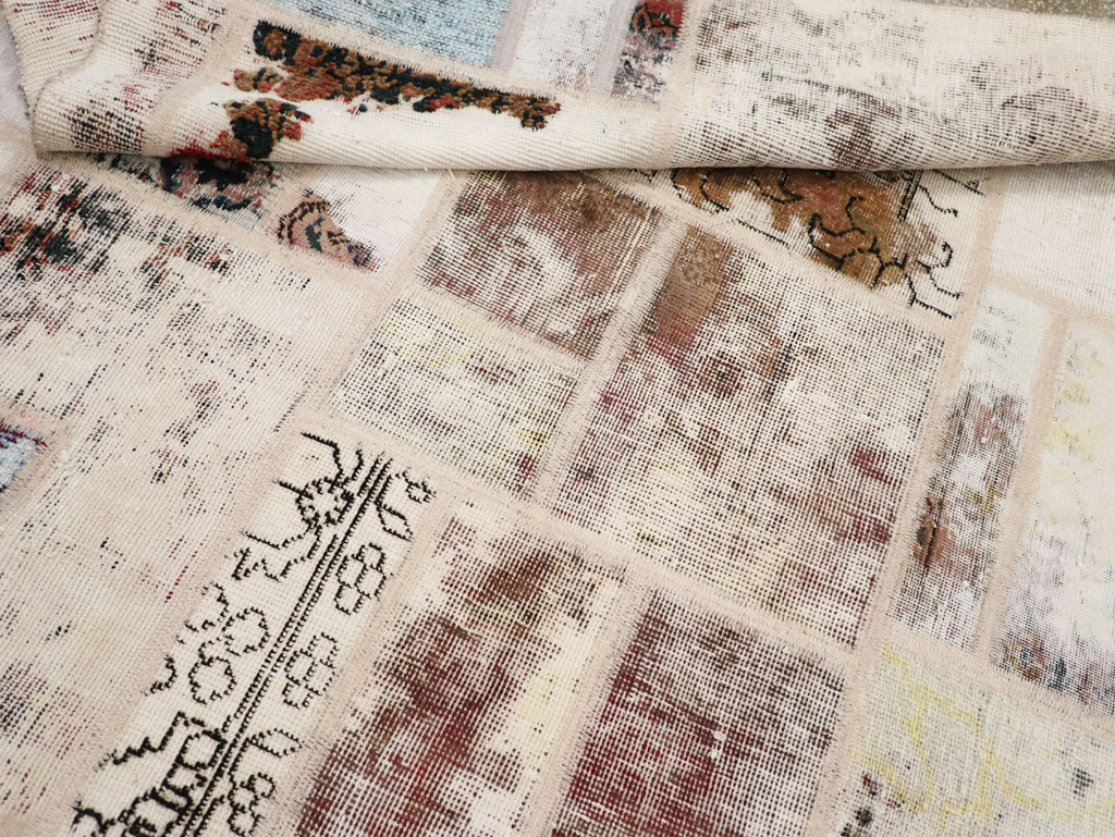 Distressed Vintage Persian Patchwork Accent Rug, No.25237 - Gss
