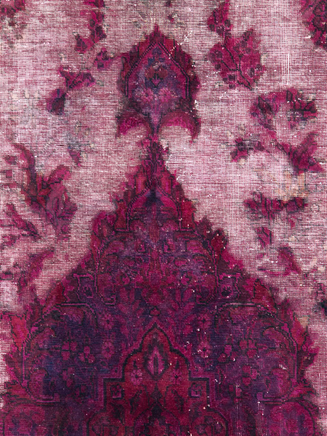 Overdyed and Distressed Vintage Persian Tabriz Accent Carpet, No.25239 - Gss