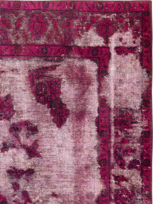 Overdyed and Distressed Vintage Persian Tabriz Accent Carpet, No.25239 - Gss