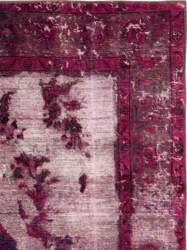 Overdyed and Distressed Vintage Persian Tabriz Accent Carpet, No.25239 - Gss