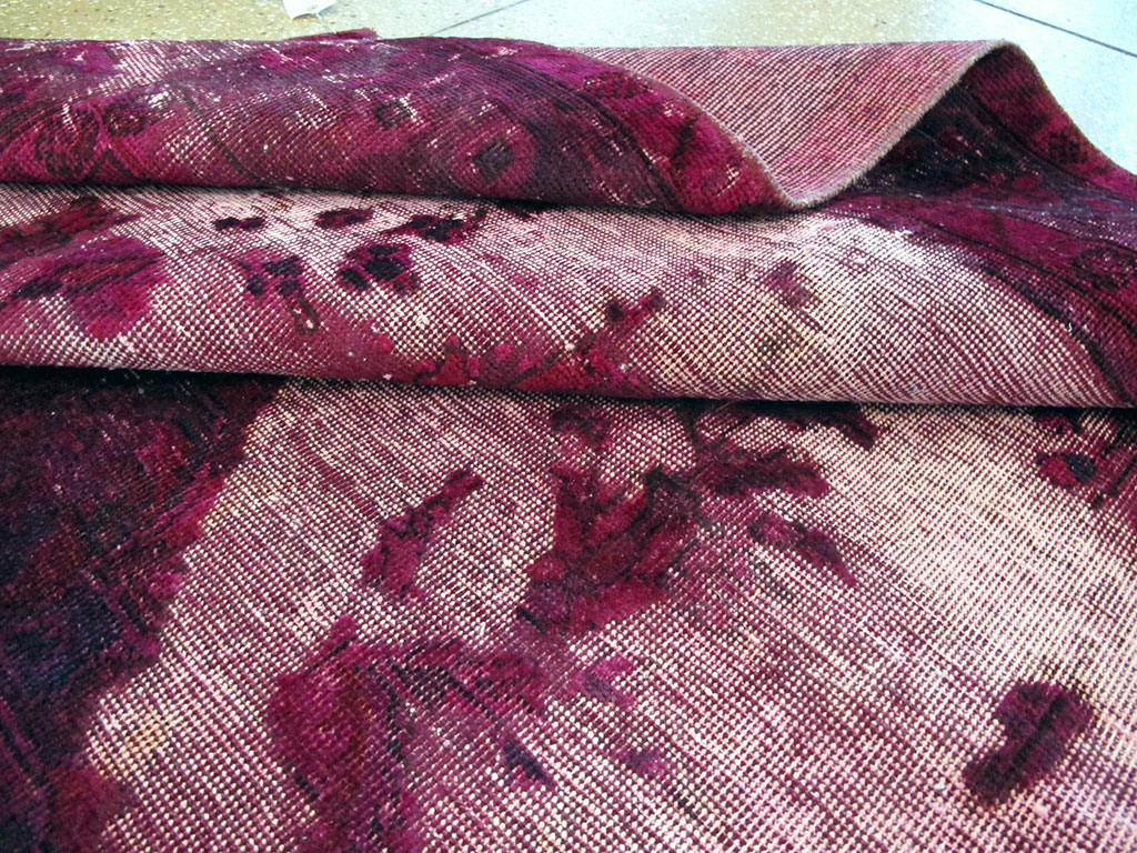 Overdyed and Distressed Vintage Persian Tabriz Accent Carpet, No.25239 - Gss