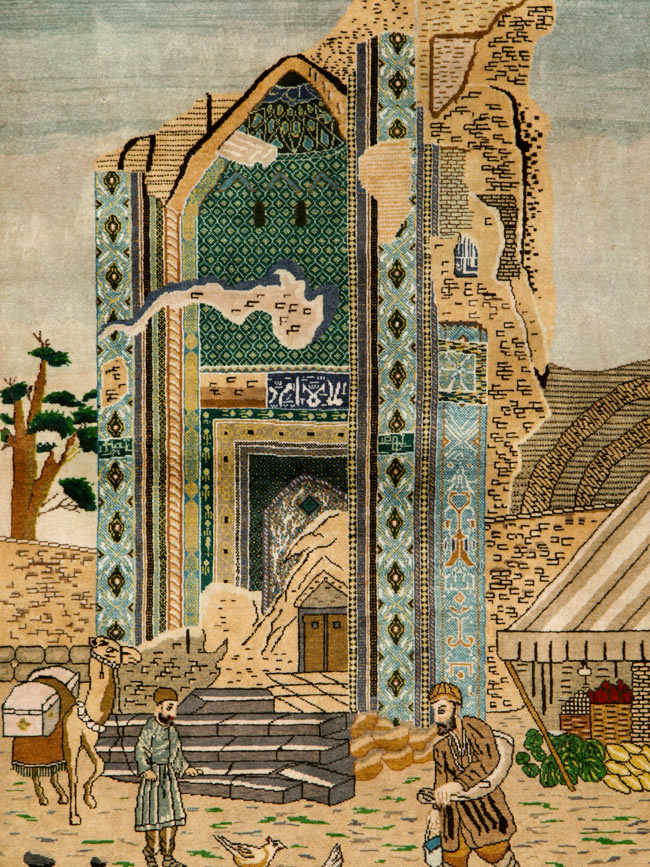 Vintage Persian Tabriz Pictorial Rug, No.25243 - Gss