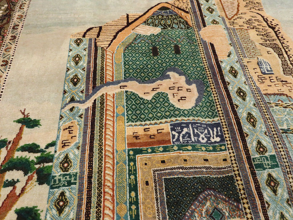 Vintage Persian Tabriz Pictorial Rug, No.25243 - Gss