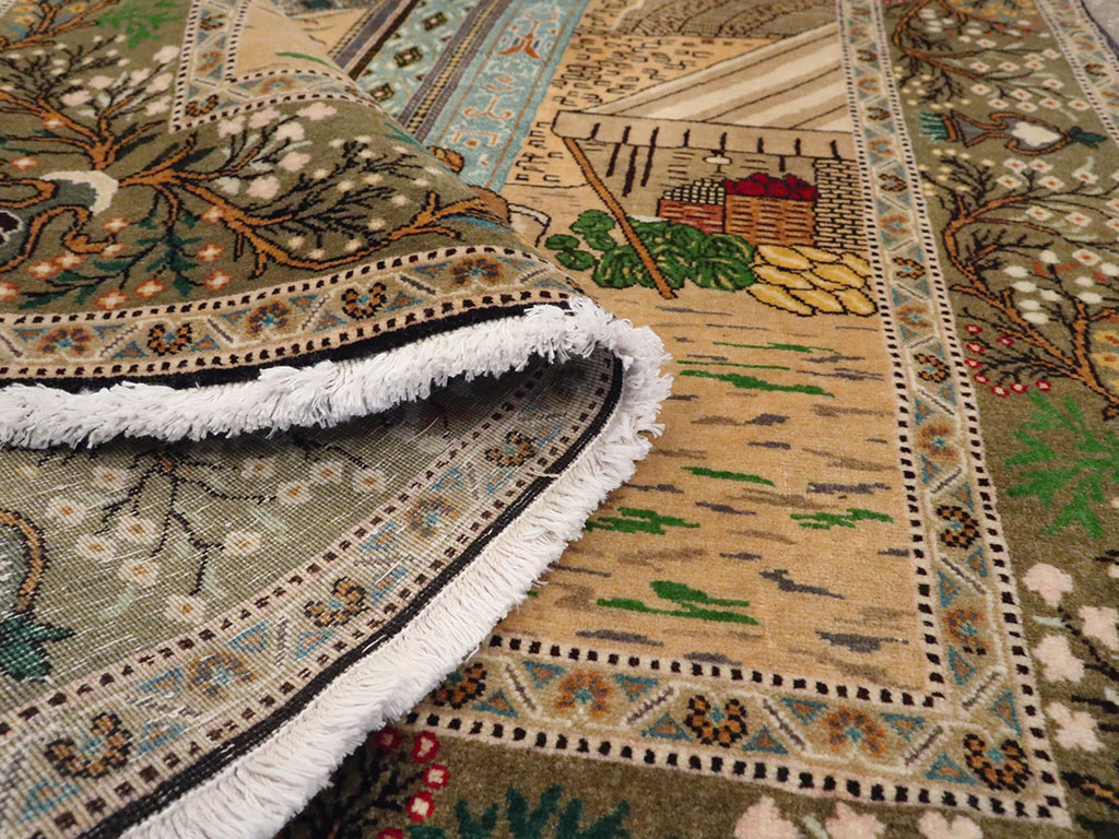 Vintage Persian Tabriz Pictorial Rug, No.25243 - Gss