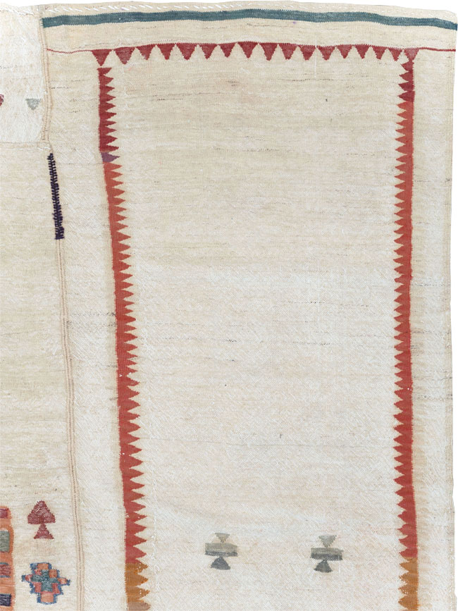 Vintage Persian Flatweave Kilim Small Square Room Size Carpet, No.25245 - Gss