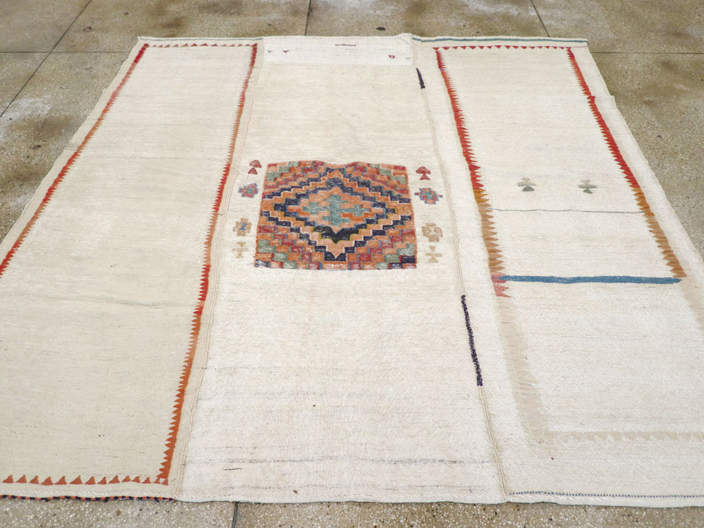 Vintage Persian Flatweave Kilim Small Square Room Size Carpet, No.25245 - Gss